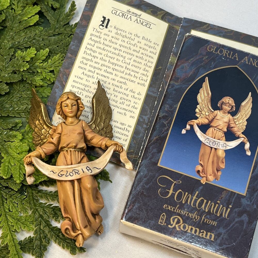 Vintage Fontanini 1992 Roman Gloria Angel 5" Nativity Village Story Card Box